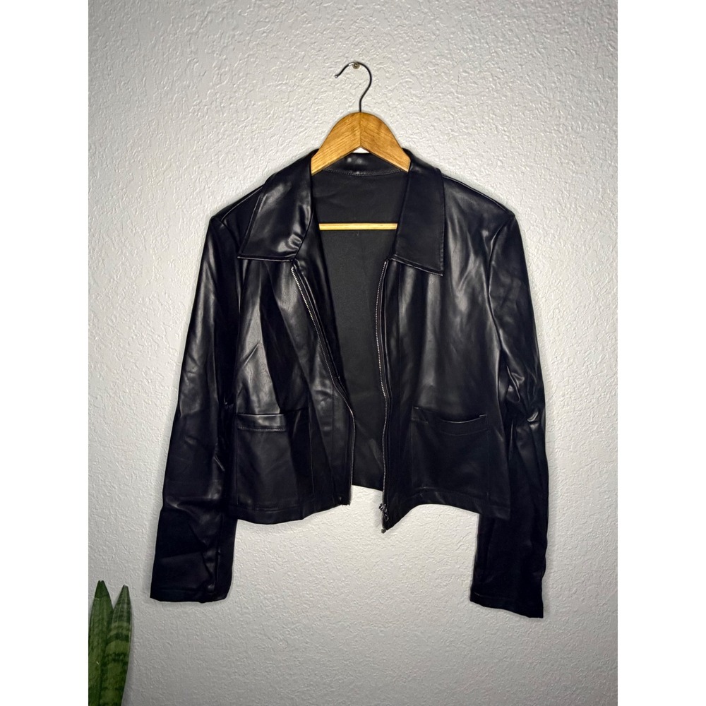 Faux Leather SHEIN Moto Jacket Womens M Black